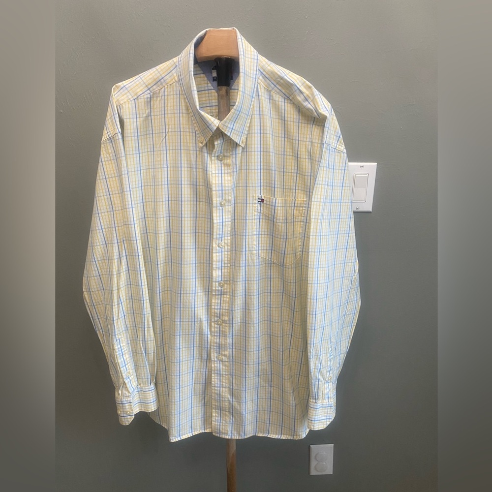 Tommy Hilfiger Yellow and‎ Blue Checkered Shirt